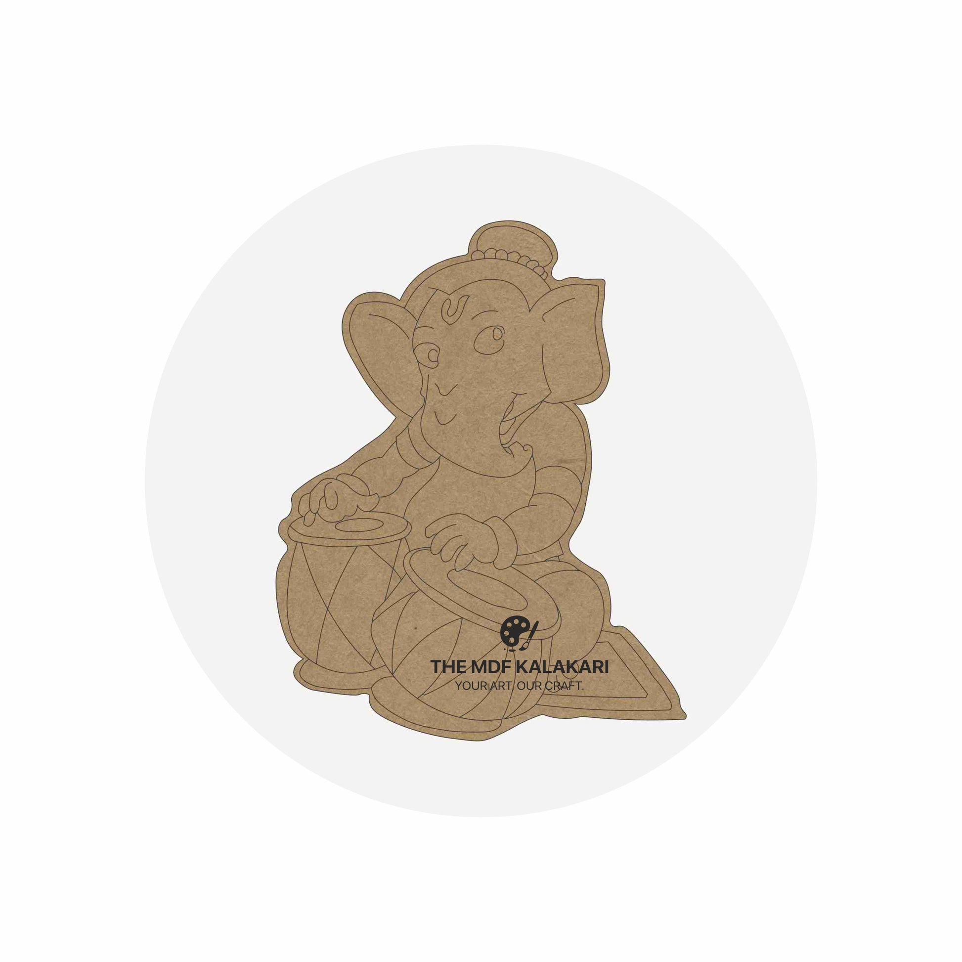 Laser-cut Ganeshji premarked MDF base for DIY painting and craft workshops
