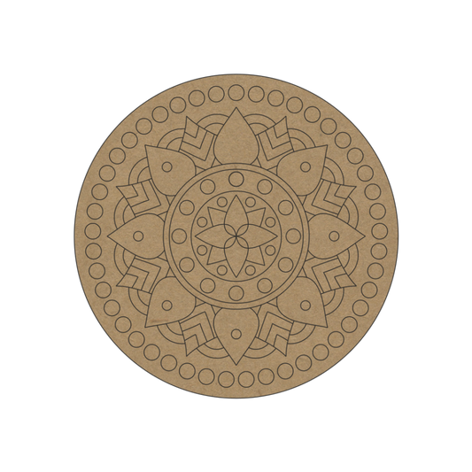 geometric design premarked on mdf base for lippan mirror work