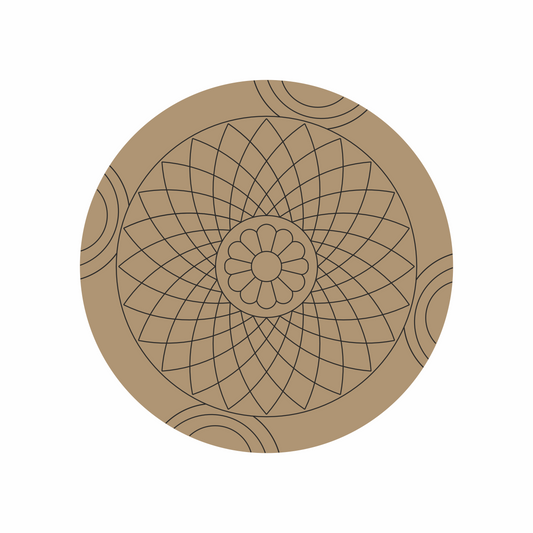 Circular design with geometric pattern on a mdf for lippan work.