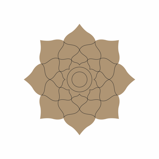 Circular design with geometric pattern on a mdf for lippan work.
