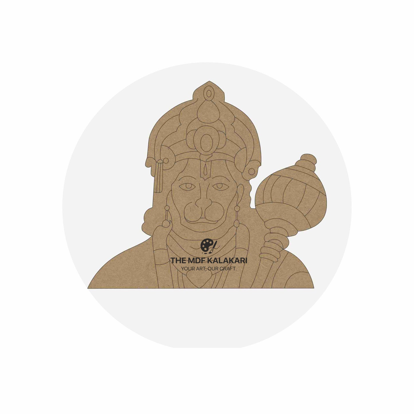 Laser-cut Hanumanji premarked MDF base for DIY painting and craft workshops