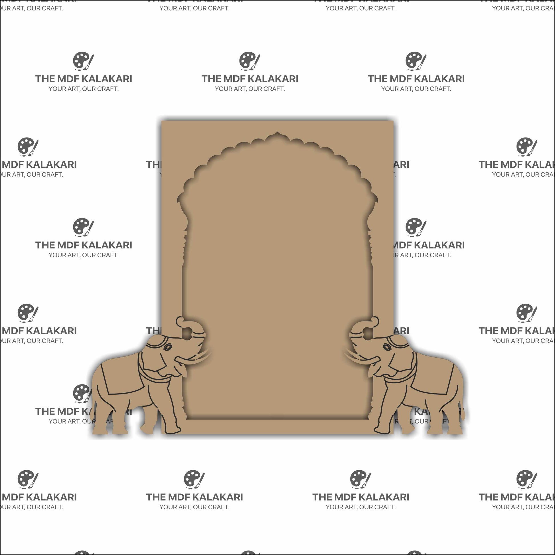 Laser cut MDF Jharokha base featuring elephant design
