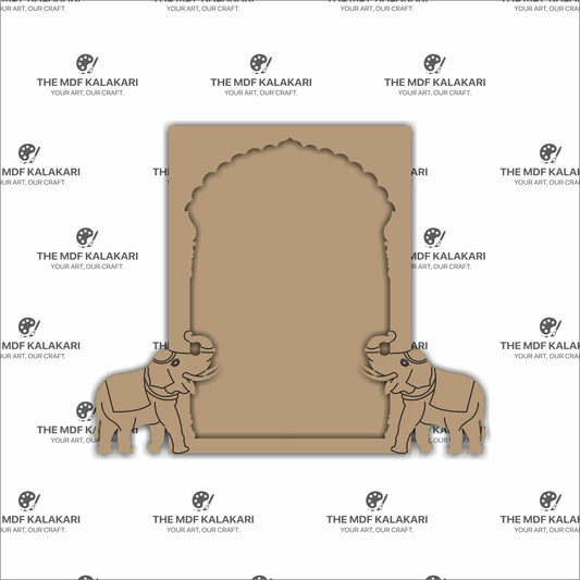 Laser cut MDF Jharokha base featuring elephant design
