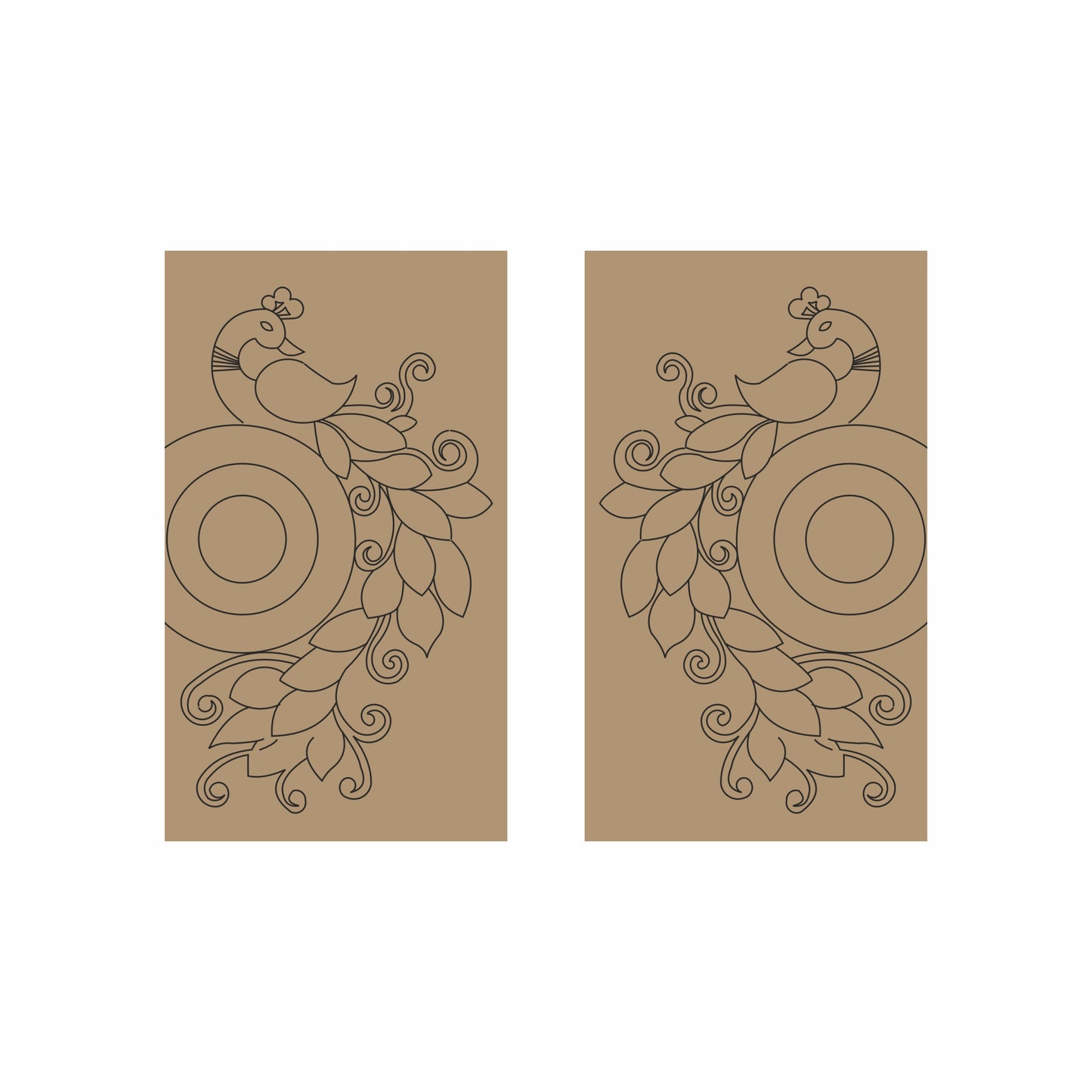 Lippan art MDF base peacock design with pre-marked mirror placement guides