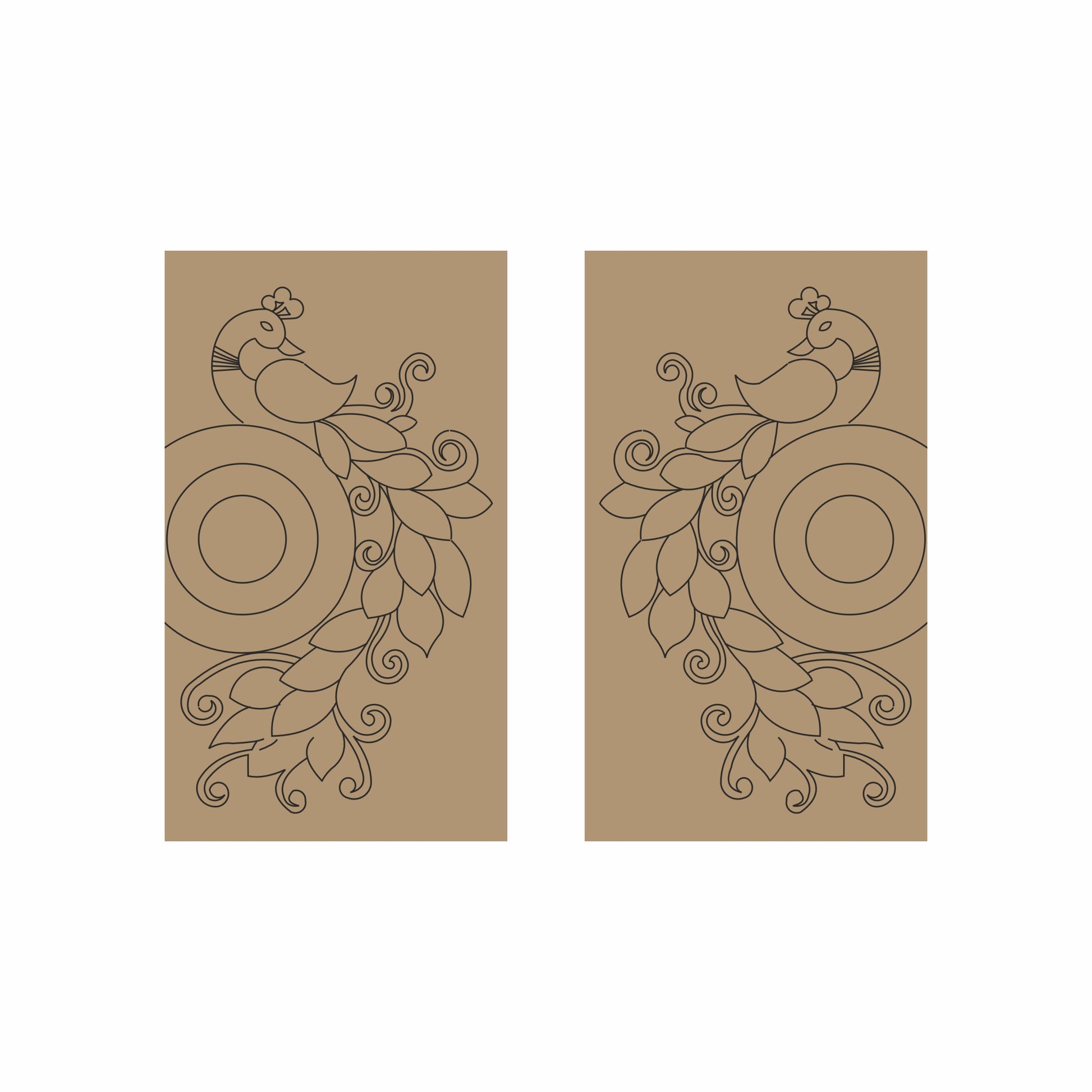 Lippan art MDF base peacock design with pre-marked mirror placement guides