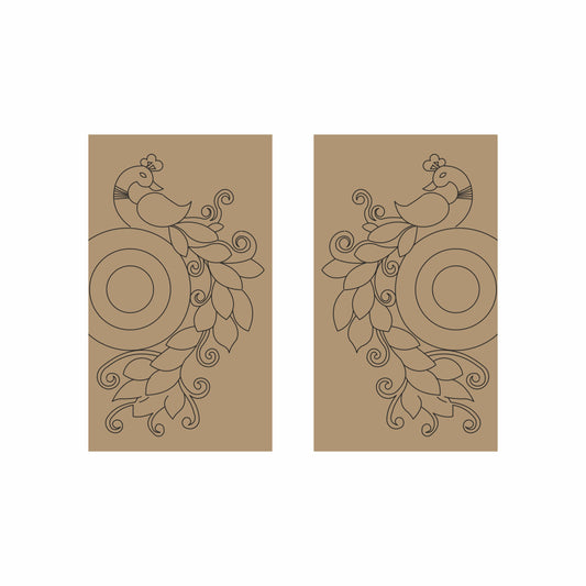 Lippan art MDF base peacock design with pre-marked mirror placement guides