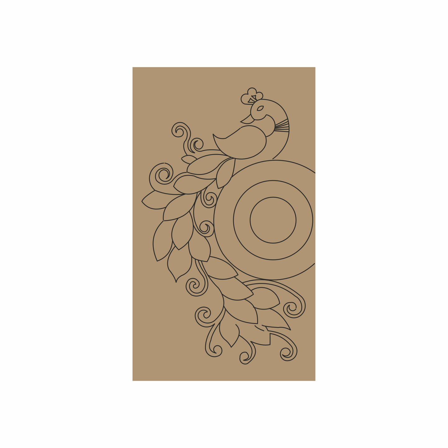 Lippan art MDF base peacock design left facing orientation