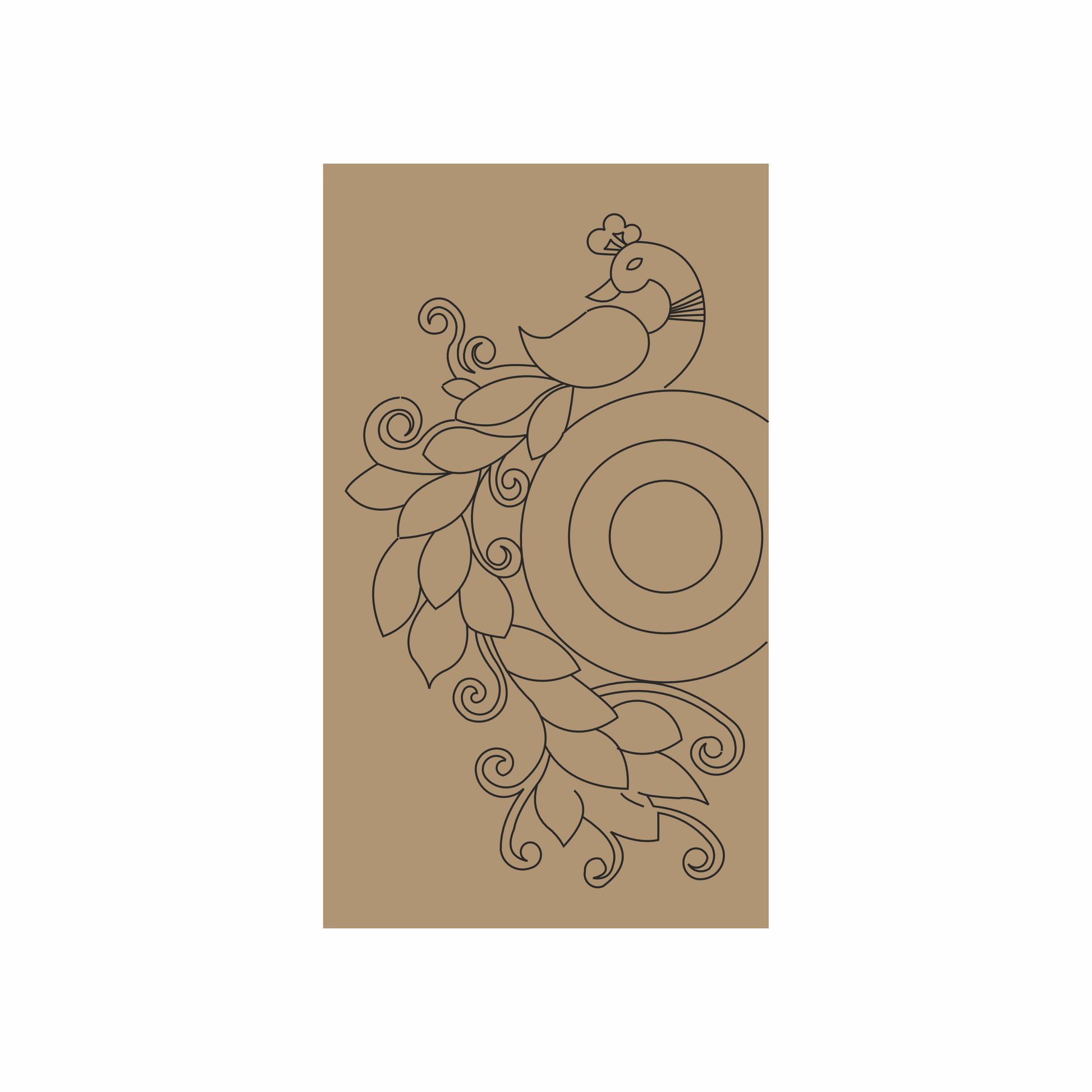 Lippan art MDF base peacock design left facing orientation