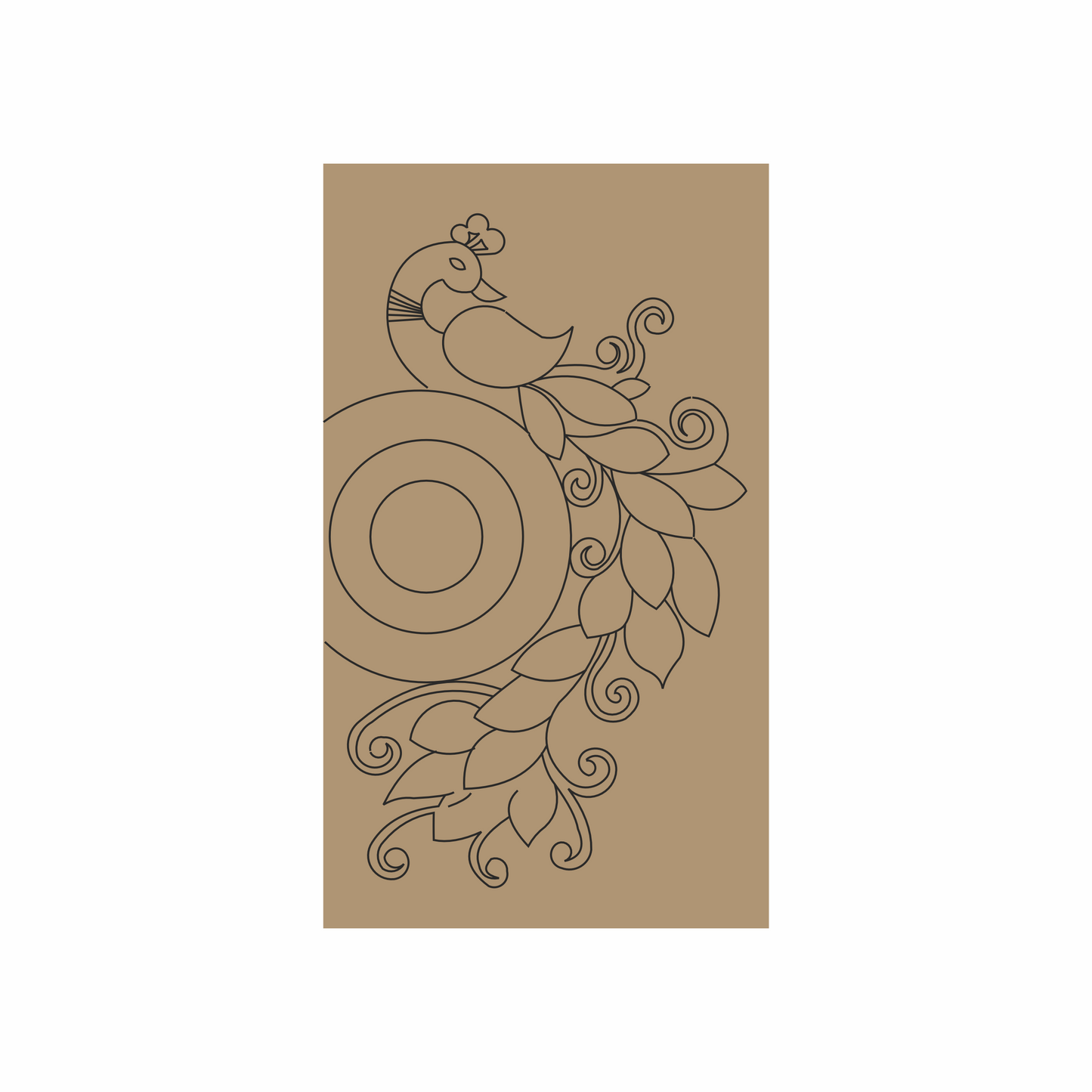 Lippan art MDF base peacock design right facing mirrored orientation