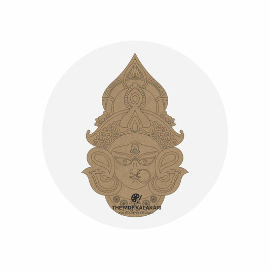 Laser-cut Maa Durga premarked MDF base for DIY painting and craft workshops.