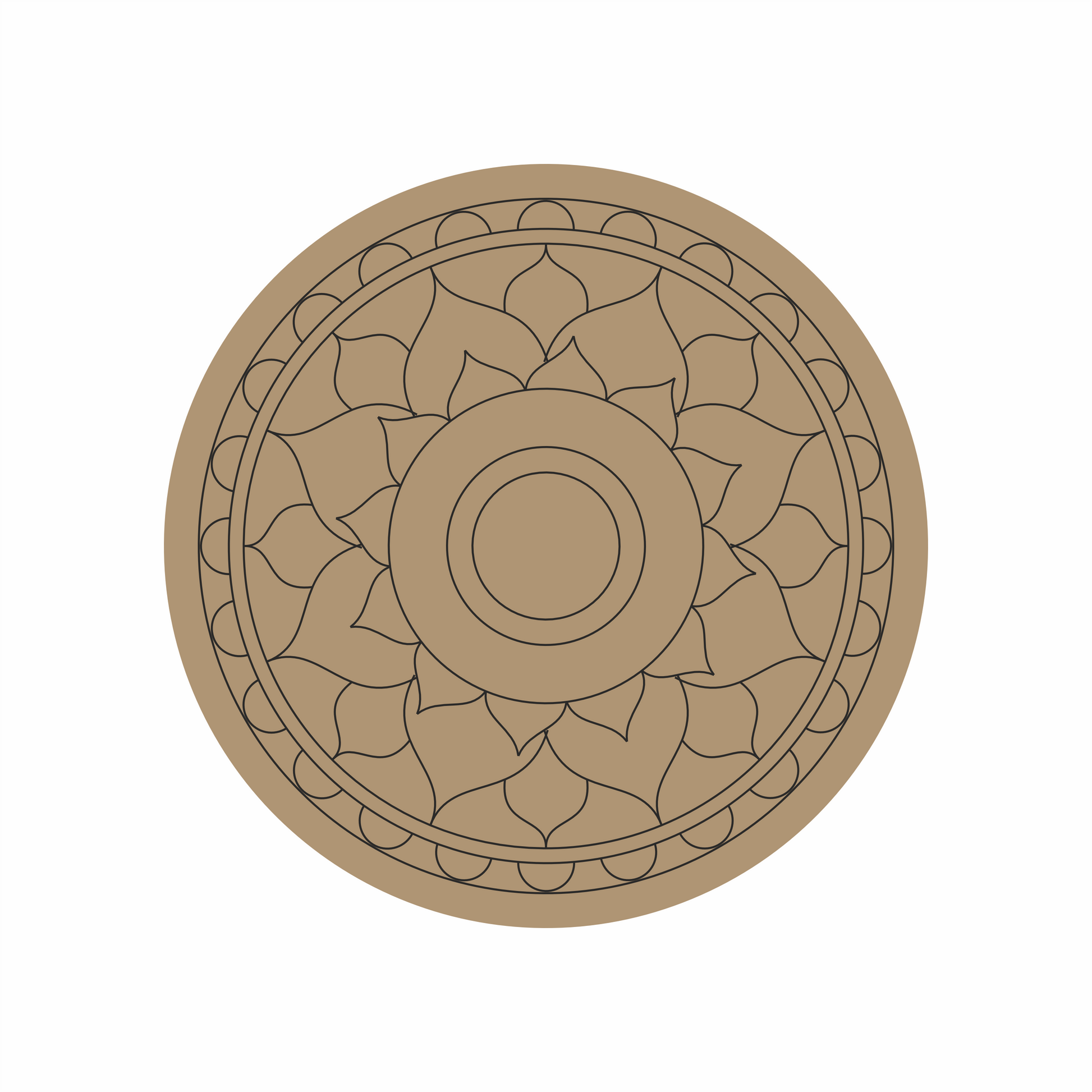 Decorative lippan circular design with intricate patterns on a MDF Base
