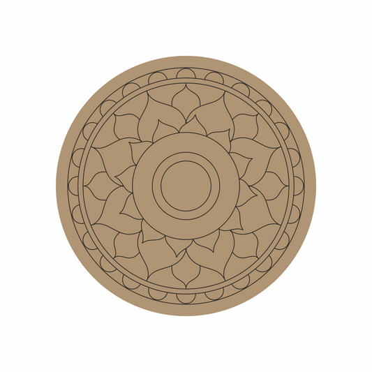 Decorative lippan circular design with intricate patterns on a MDF Base