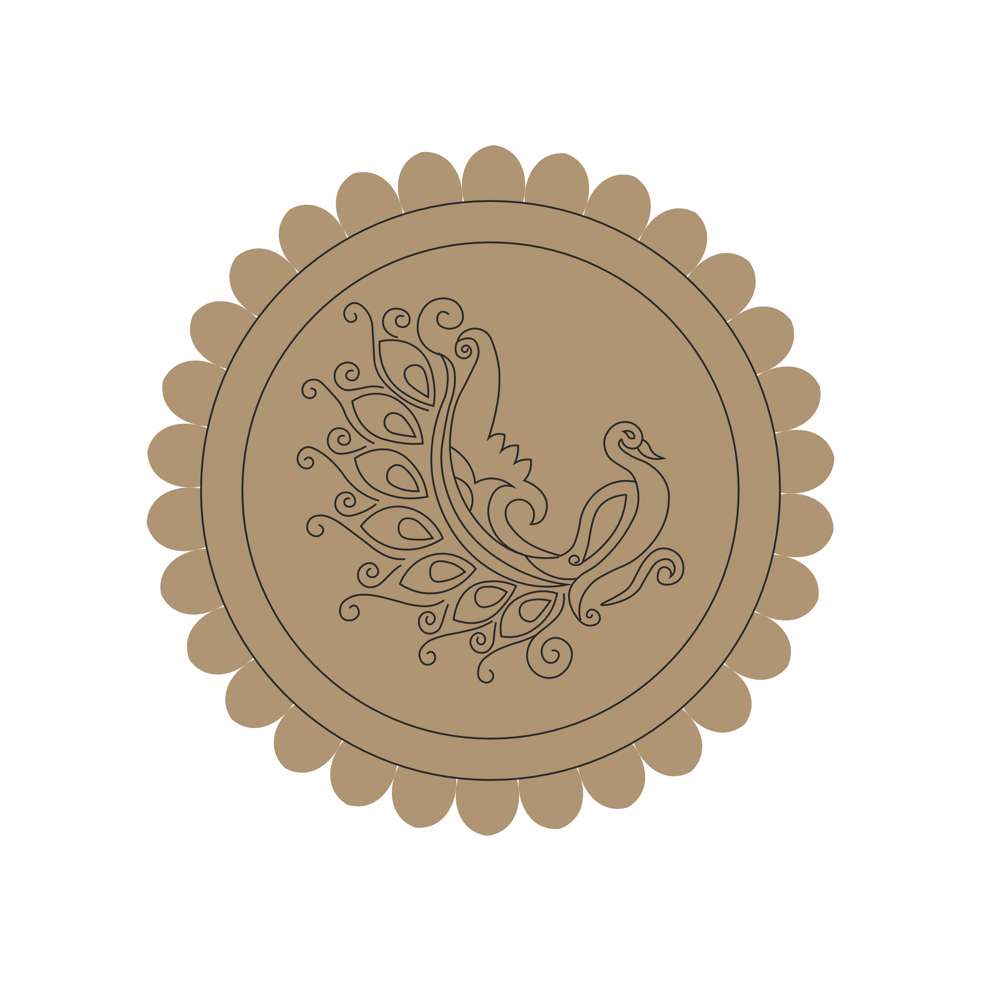 Beautifully premarked peacock design for lippan art over mdf base in Ahmedabad 