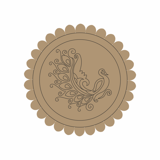 Beautifully premarked peacock design for lippan art over mdf base in Ahmedabad 