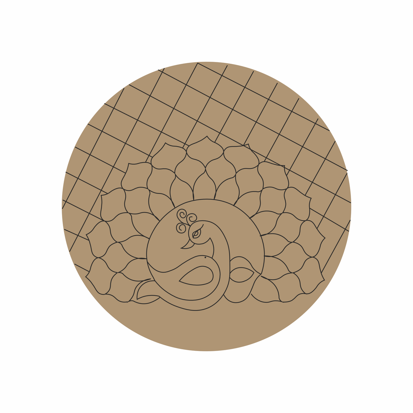 Beautifully premarked peacock design for lippan art over mdf base in Ahmedabad 