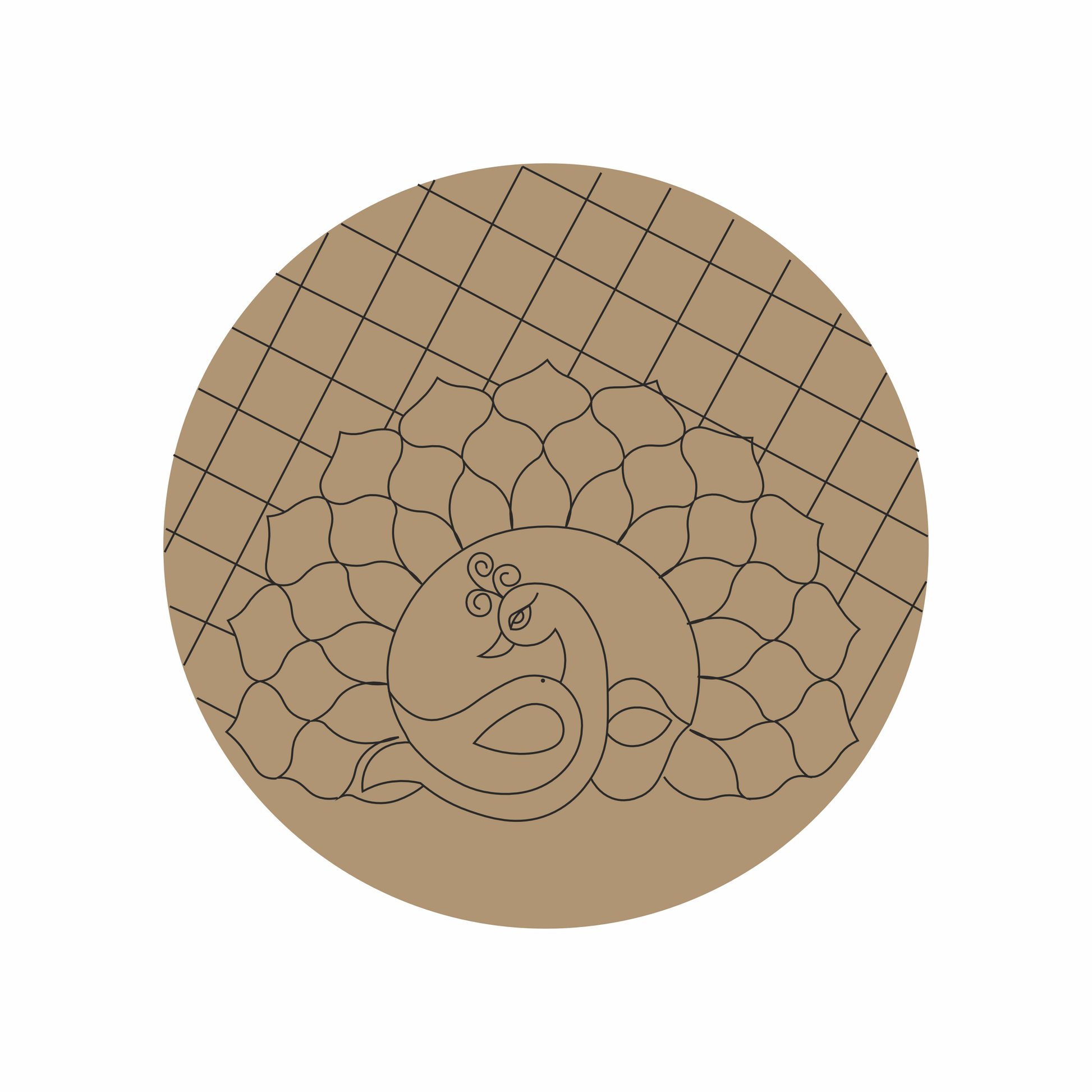 Beautifully premarked peacock design for lippan art over mdf base in Ahmedabad 