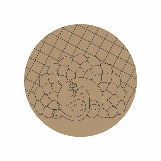 Beautifully premarked peacock design for lippan art over mdf base in Ahmedabad 