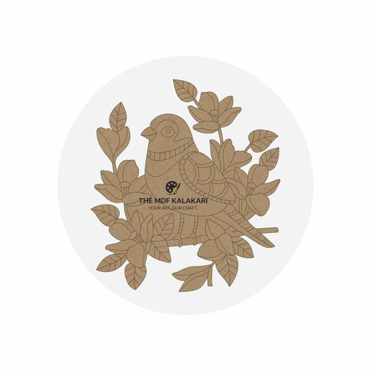 Laser-cut sparrow with nest premarked MDF base for DIY painting and craft workshops.