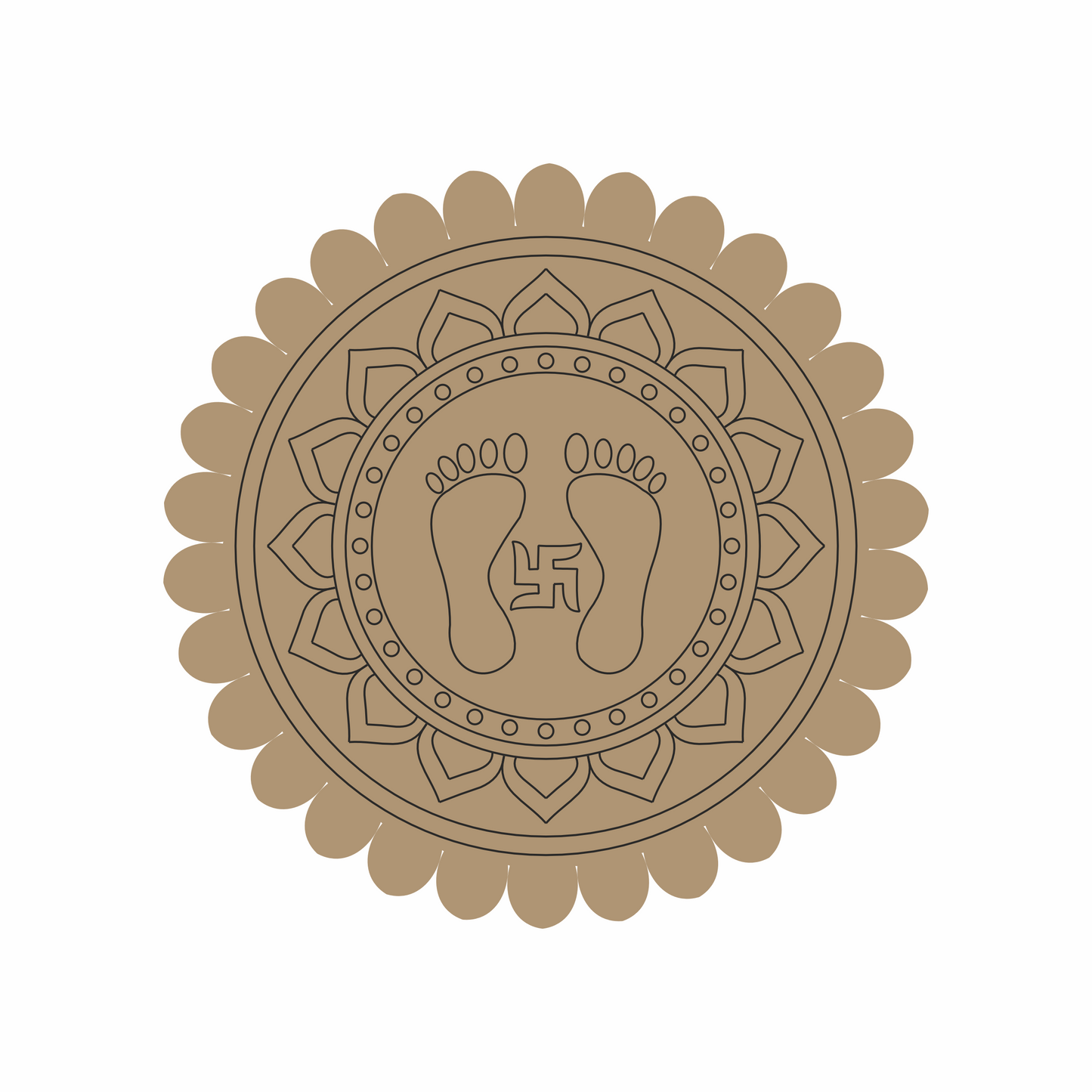 Swastik and Paduka design Lippan art mdf base