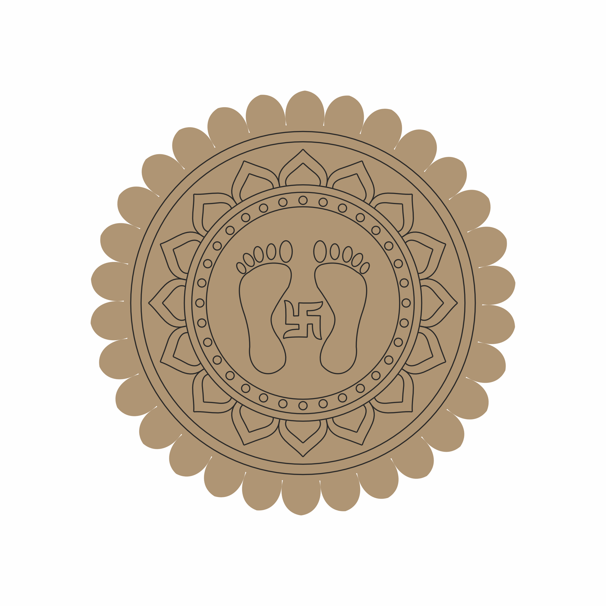 Swastik and Paduka design Lippan art mdf base